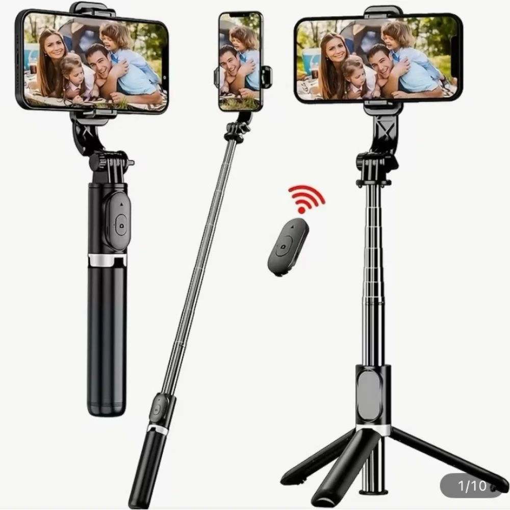 Black Selfie Stick Tripod with Bluetooth Remote